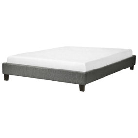 Fabric EU Double Size Bed Grey ROANNE