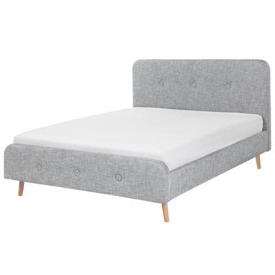 Fabric EU Double Size Bed Light Grey RENNES