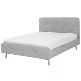 Fabric EU Double Size Bed Light Grey RENNES