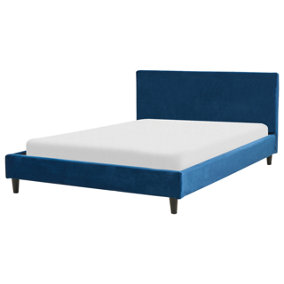 Fabric EU Double Size Bed Navy Blue FITOU