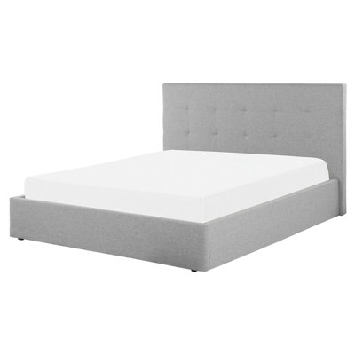 Fabric EU Double Size Ottoman Bed Grey LORIENT