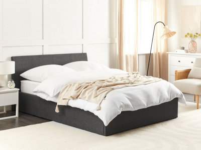 Fabric EU Double Size Ottoman Bed Grey ORBEY