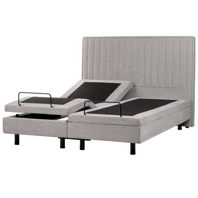 Fabric EU King Size Adjustable Bed Grey DUKE II