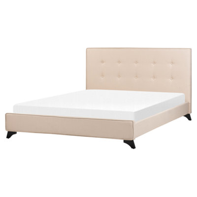 Fabric EU King Size Bed Beige AMBASSADOR