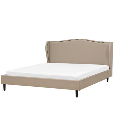 Fabric EU King Size Bed Beige COLMAR