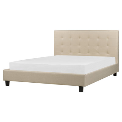 Fabric EU King Size Bed Beige LA ROCHELLE