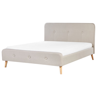 Fabric EU King Size Bed Beige RENNES