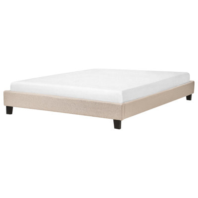 Fabric EU King Size Bed Beige ROANNE