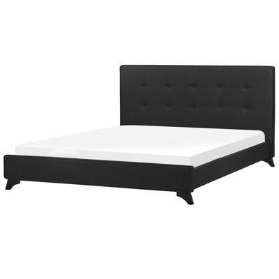 Fabric EU King Size Bed Black AMBASSADOR