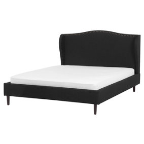 Fabric EU King Size Bed Black COLMAR