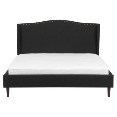 Fabric EU King Size Bed Black COLMAR