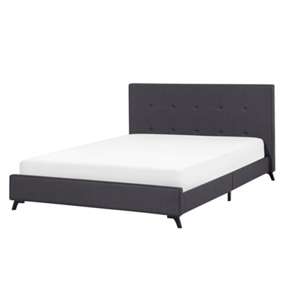 Fabric EU King Size Bed Dark Grey AMBASSADOR