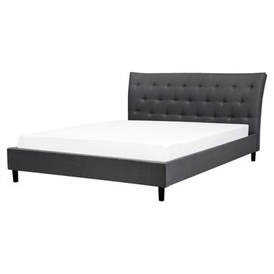 Fabric EU King Size Bed Dark Grey SAVERNE