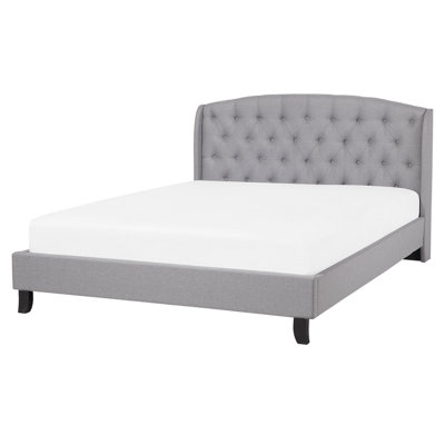 Fabric EU King Size Bed Grey BORDEAUX