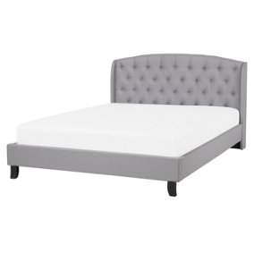 Fabric EU King Size Bed Grey BORDEAUX