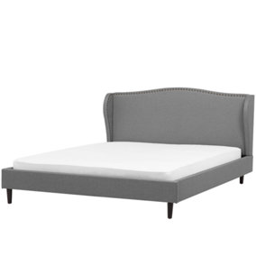 Fabric EU King Size Bed Grey COLMAR