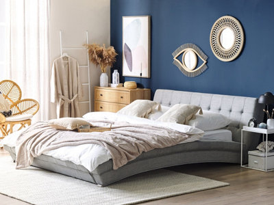 Fabric EU King Size Bed Grey LILLE