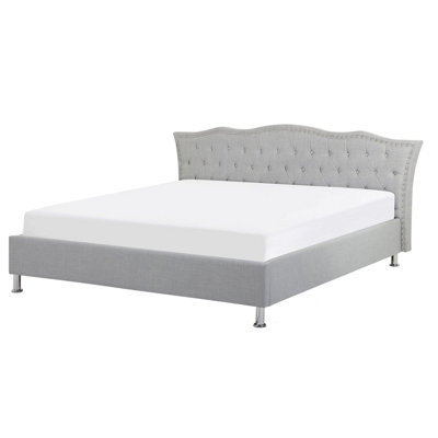 Fabric EU King Size Bed Grey METZ