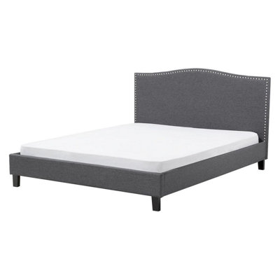Fabric EU King Size Bed Grey MONTPELLIER