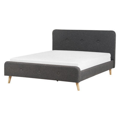 Fabric EU King Size Bed Grey RENNES II