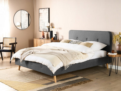 Fabric EU King Size Bed Grey RENNES II