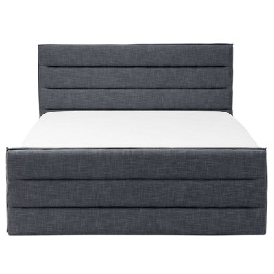 Fabric EU King Size Bed Grey VALBONNE