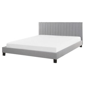 Fabric EU King Size Bed Light Grey POITIERS