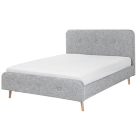 Fabric EU King Size Bed Light Grey RENNES