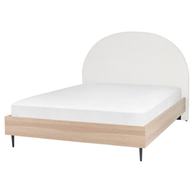 Fabric EU King Size Bed White MILLAY