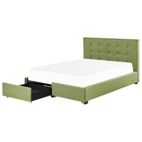 Fabric EU King Size Bed with Storage Green LA ROCHELLE