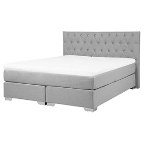Fabric EU King Size Divan Bed Light Grey DUCHESS
