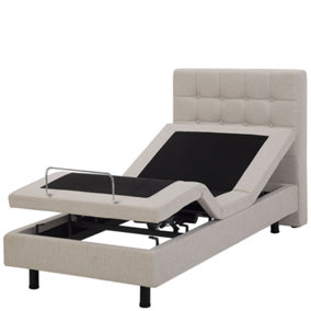 Fabric EU Single Adjustable Bed Beige DUKE