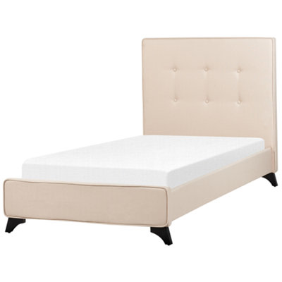 Fabric EU Single Size Bed Beige AMBASSADOR