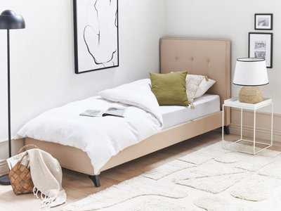 Fabric EU Single Size Bed Beige AMBASSADOR