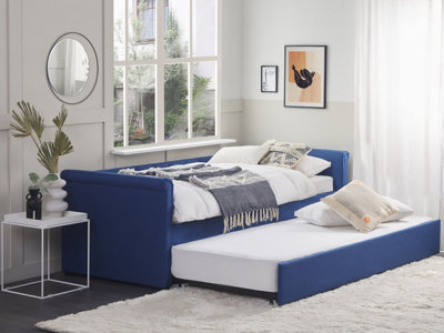 Fabric EU Single Trundle Bed Blue LIBOURNE