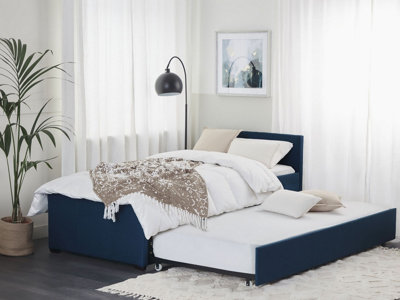 Fabric EU Single Trundle Bed Blue MARMANDE