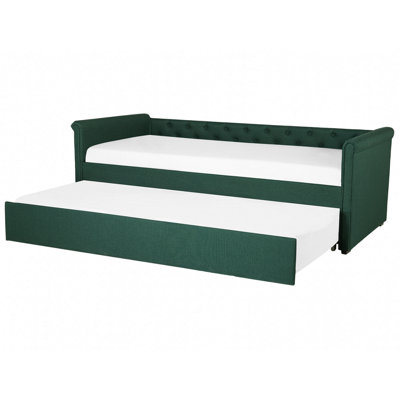 Fabric EU Single Trundle Bed Green LIBOURNE