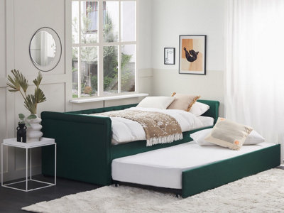 Fabric EU Single Trundle Bed Green LIBOURNE