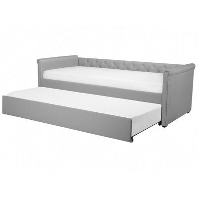 Fabric EU Single Trundle Bed Light Grey LIBOURNE