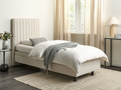 Fabric EU Small Single Adjustable Bed Beige DUKE II
