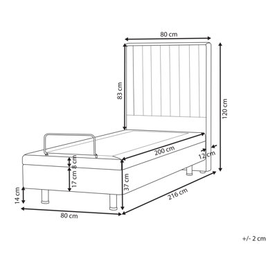 Fabric EU Small Single Adjustable Bed Beige DUKE II