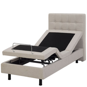 Fabric EU Small Single Adjustable Bed Beige DUKE