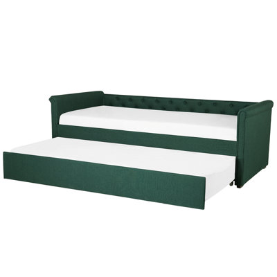 Fabric EU Small Single Trundle Bed Green LIBOURNE