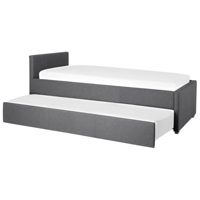 Fabric EU Small Single Trundle Bed Grey MARMANDE