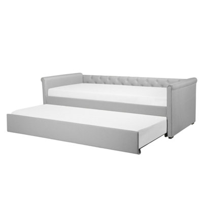 Fabric EU Small Single Trundle Bed Light Grey LIBOURNE