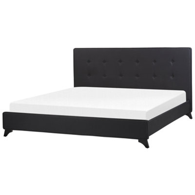 Fabric EU Super King Bed Black AMBASSADOR