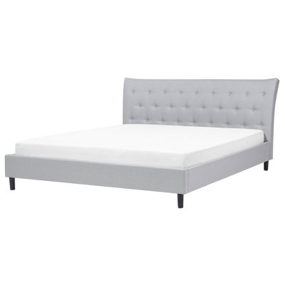 Fabric EU Super King Bed Grey SAVERNE