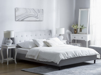 Fabric EU Super King Bed Grey SAVERNE