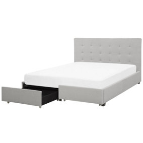Fabric EU Super King Bed with Storage Light Grey LA ROCHELLE