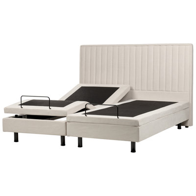 Fabric EU Super King Size Adjustable Bed Beige DUKE II